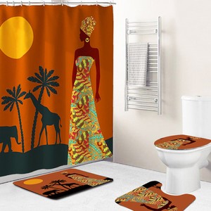 4 Stucke 180x180 Cm Druck Bad Duschvorhang Rutschfeste Teppich Wc