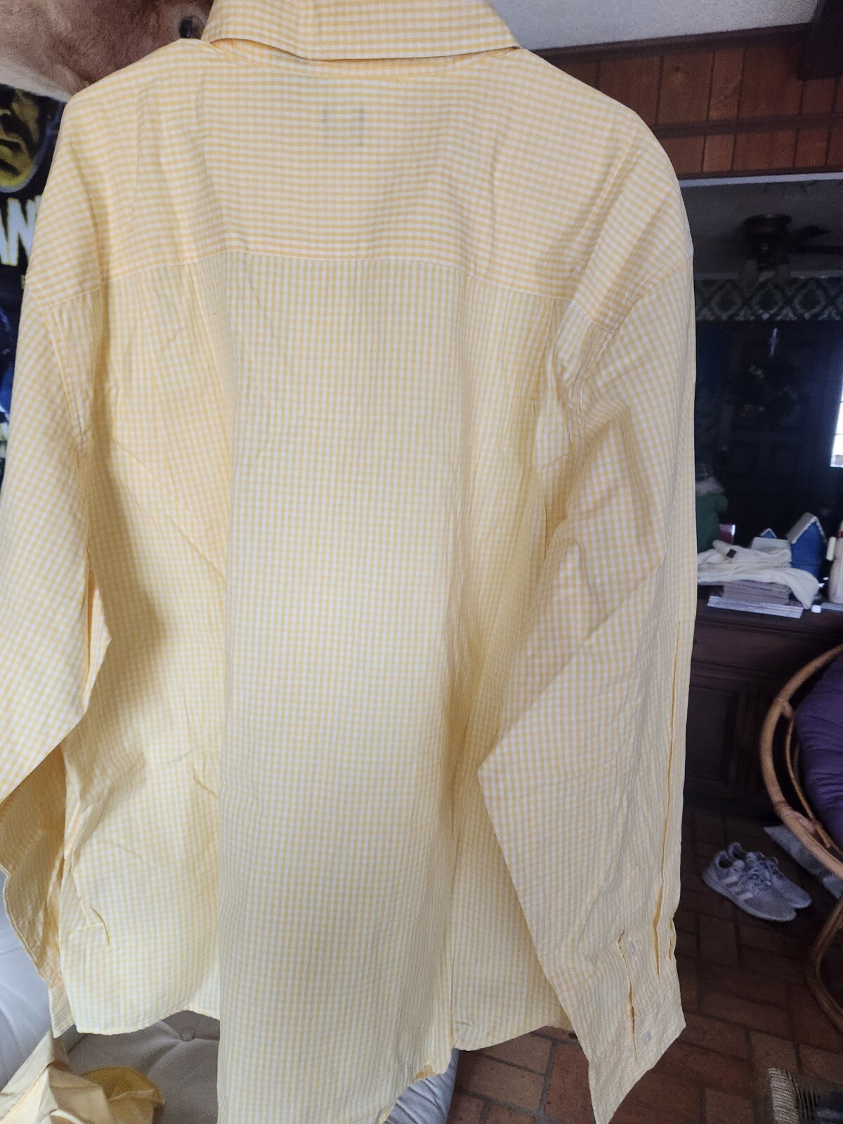 NWT'S Basic Editions Big & Tall Men's Yellow White Plaid Button Down