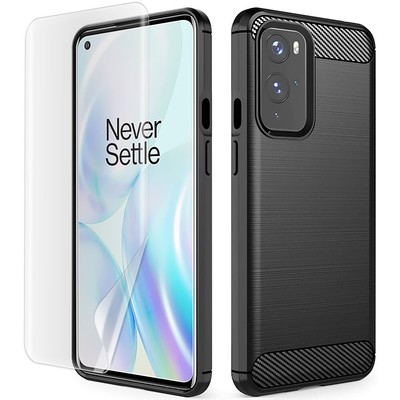 Premium Soft Screen Protector Carbon Fiber Slim TPU Case for OnePlus 9 Pro Phone