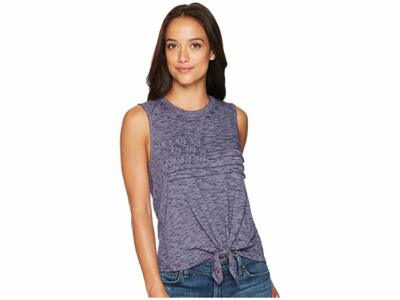 Lucky Brand Women's 1X Plus Heathered Blue Sleeveless Flag Shirt Top NWT
