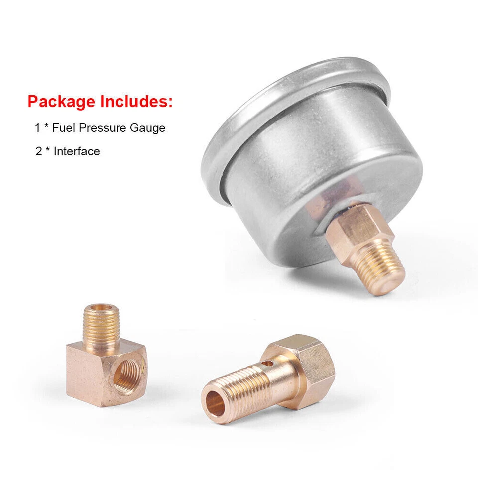Fuel Pressure Gauge Liquid Filled Meter 1/8 NPT 100PSI For VMS Honda Acura Civic - Image 4 of 4