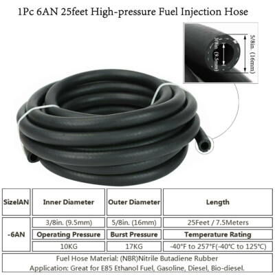 6AN 3/8" PTFE LS Swap EFI Fuel Line Fitting Kit, E85 NBR Rubber - Foto 4