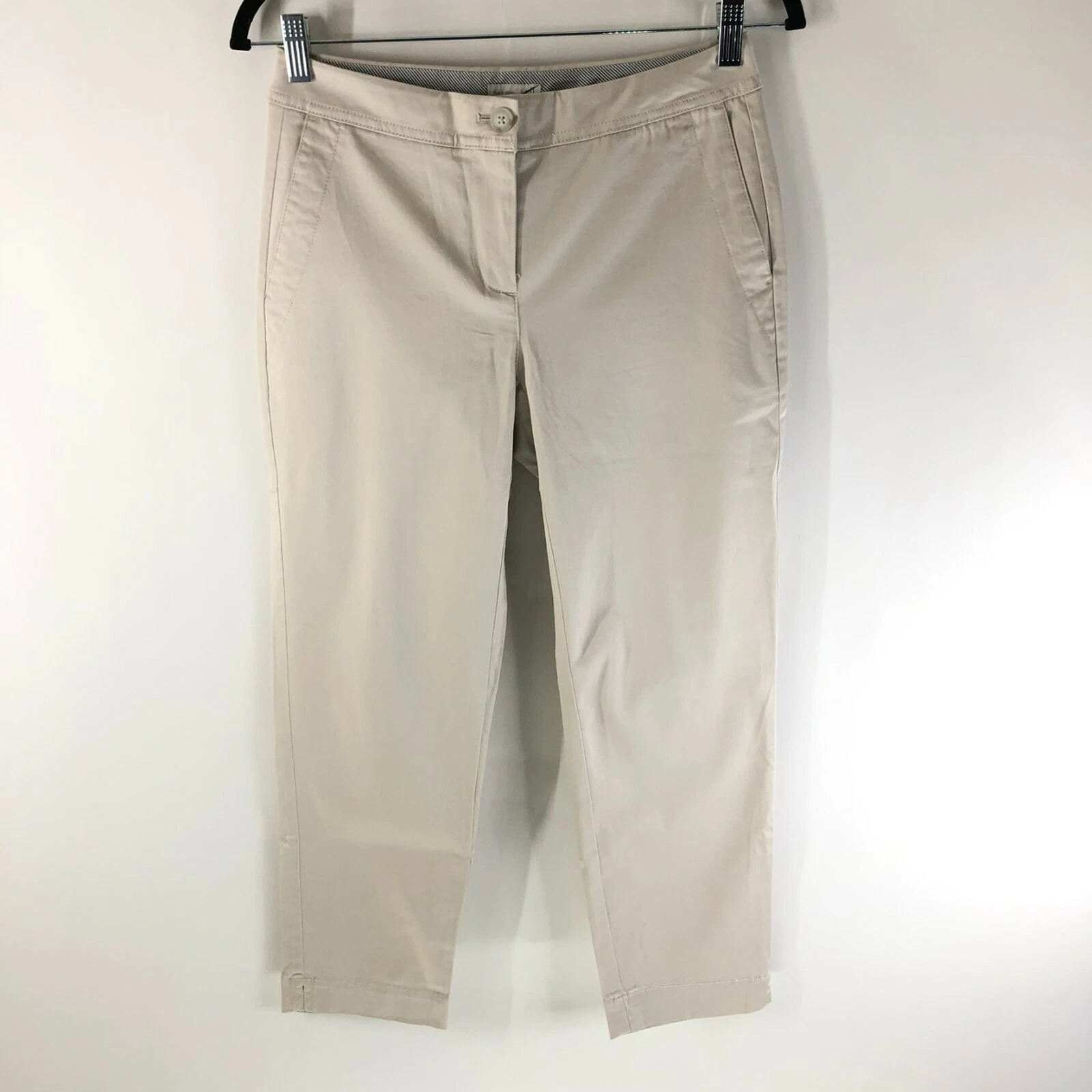 J Jill Womens Pants Live-in Chino Capri Crop Cotton Stretch Beige Size 2