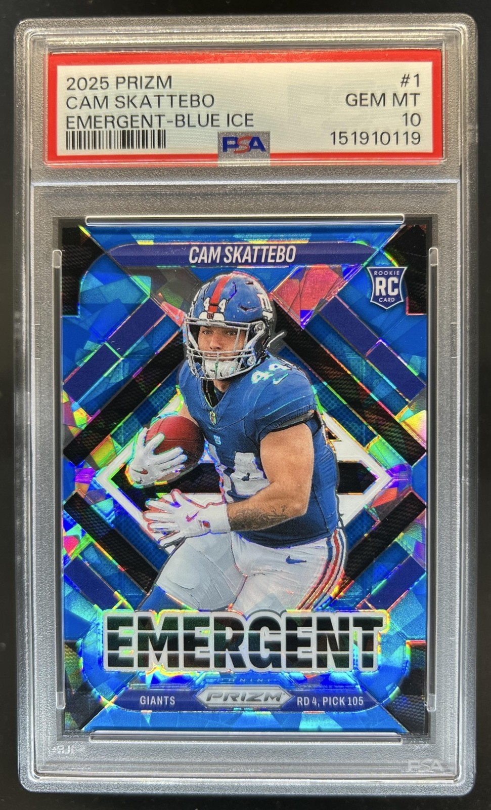 Cam Skattebo Panini Prizm Emergent #1 Blue Ice
