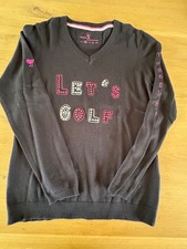 Girls Golf Pullover schwarz mit pink Stickerei und Glitzer / Strass Gr. M