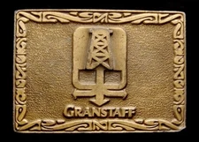 MG20160 VINTAGE 1970s ***GRANSTAFF OIL COMPANY*** OIL DERRICK OILFIELD BUCKLE