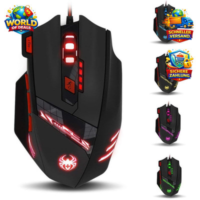 Gaming Maus 9200 DPI mit 8 Tasten und LED für Pro Gamer