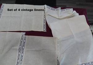 LOT OF 4 vintage table runners place mats table cloths varied sizes collectible
