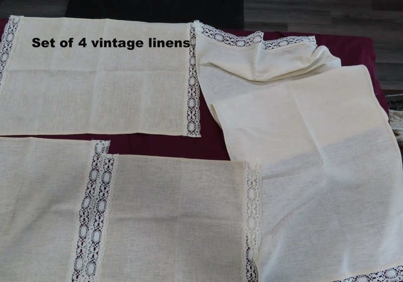 LOT OF 4 vintage table runners place mats table cloths varied sizes collectible