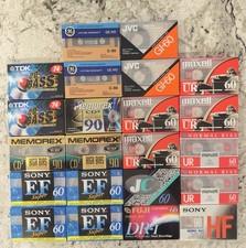 22 New Various Audio Cassettes SONY, JVC, TDK, JC, GE, MEMOREX, FUJI, MAXELL