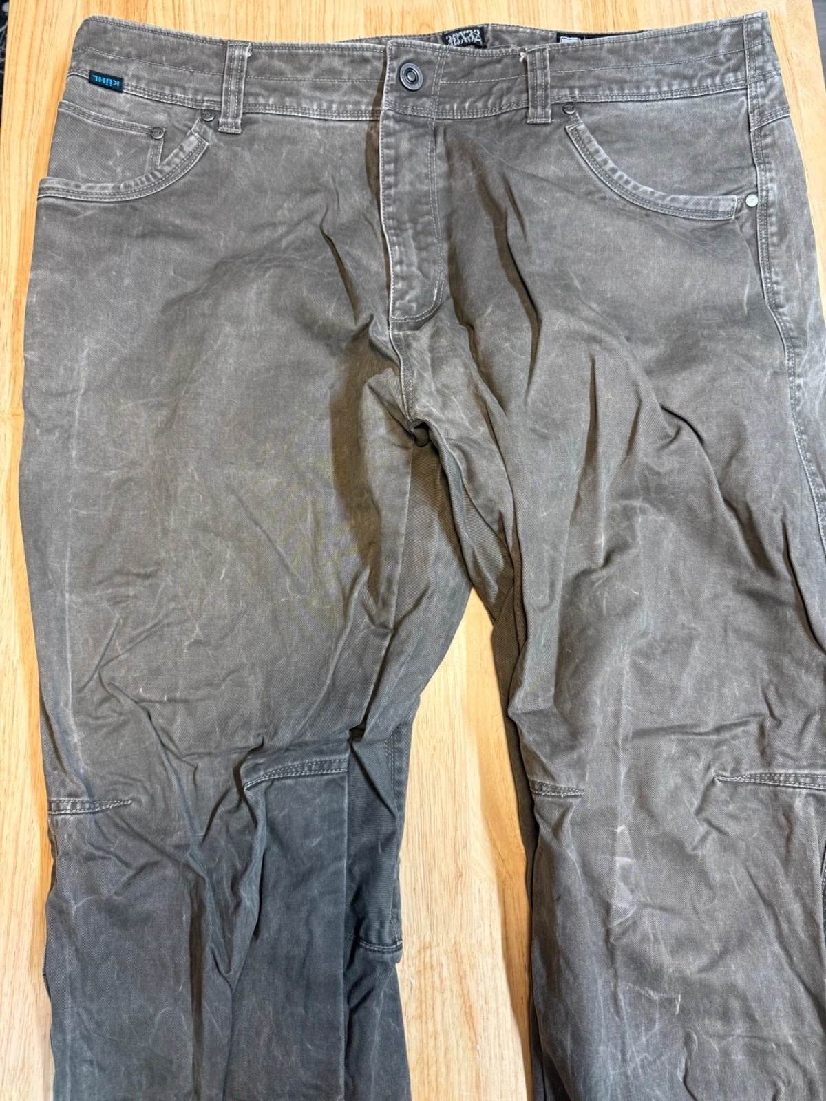 Kuhl Slackr Pants Mens 38x32 Green Vintage Patina Dye Hiking Outdoor
