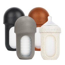 Boon Nursh Reusable Silicone Pouch Baby Bottles - Medium Flow Nipple Speckle