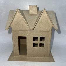 Paper Mache Putz style House Box - Ready to Paint - 6" tall -Craft Supply
