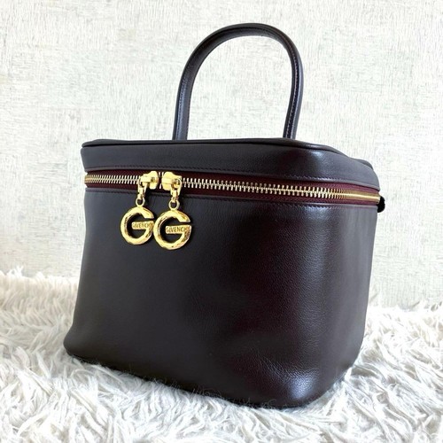 Givenchy Vanity Bag Brown Leather G New Used Authentic