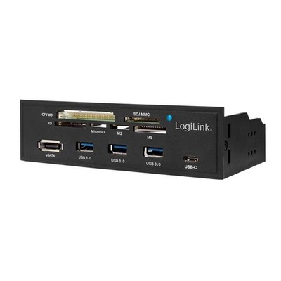 Logilink USB HUB 3.0 schwarz 5,25'' Multifunktions-Panel 6-fach Kartenleser eSATA