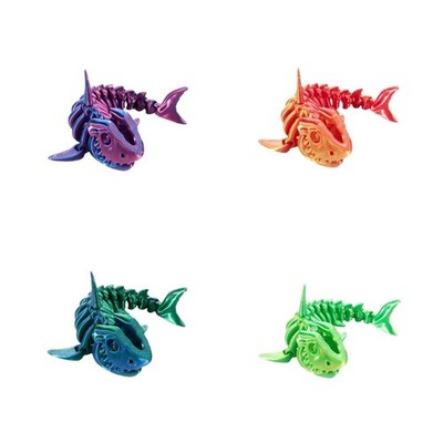 3D Printed Shark Skeleton Ornament Flexible Joints for Desk Toy Home Decors Gift