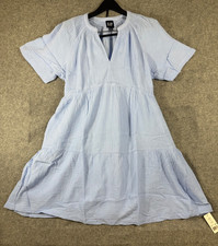 Gap Gauze Crinkle Dress Womens S Blue Soft Cotton Relaxed Fit Short Sleeve NWT