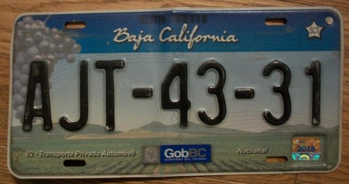 MEXICO state of BAJA CALIFORNIA LICENSE PLATE - 2012/18 - AJT-43-31 - AUTOMOVIL