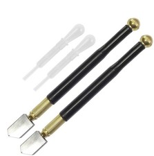 2 Pcs Diamond Glass Cutter Metal Handle Oil Feed Cutting Tool Steel Blade