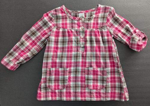 Carter's Size: 2T Plaid Long Top w/ Pockets & Matching Dark Pink Pants - Picture 4 of 18