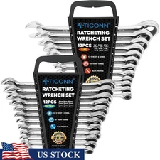 24PCS Professional Ratcheting Wrench Set Chrome Vanadium Steel Compact Storage