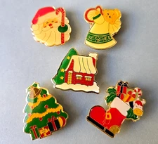 Vintage Avon Enameled Christmas Novelty Button Covers Lot Of 5