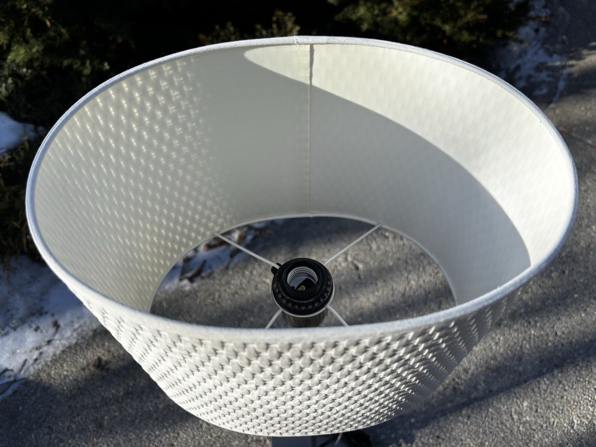IKEA Alang White Silver Brushed Adjustable Floor Lamp Light Basket