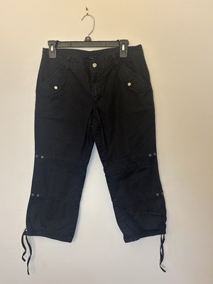 Harley Davidson Pants Women's 6 Black Straight Biker Capri Pockets Y2K