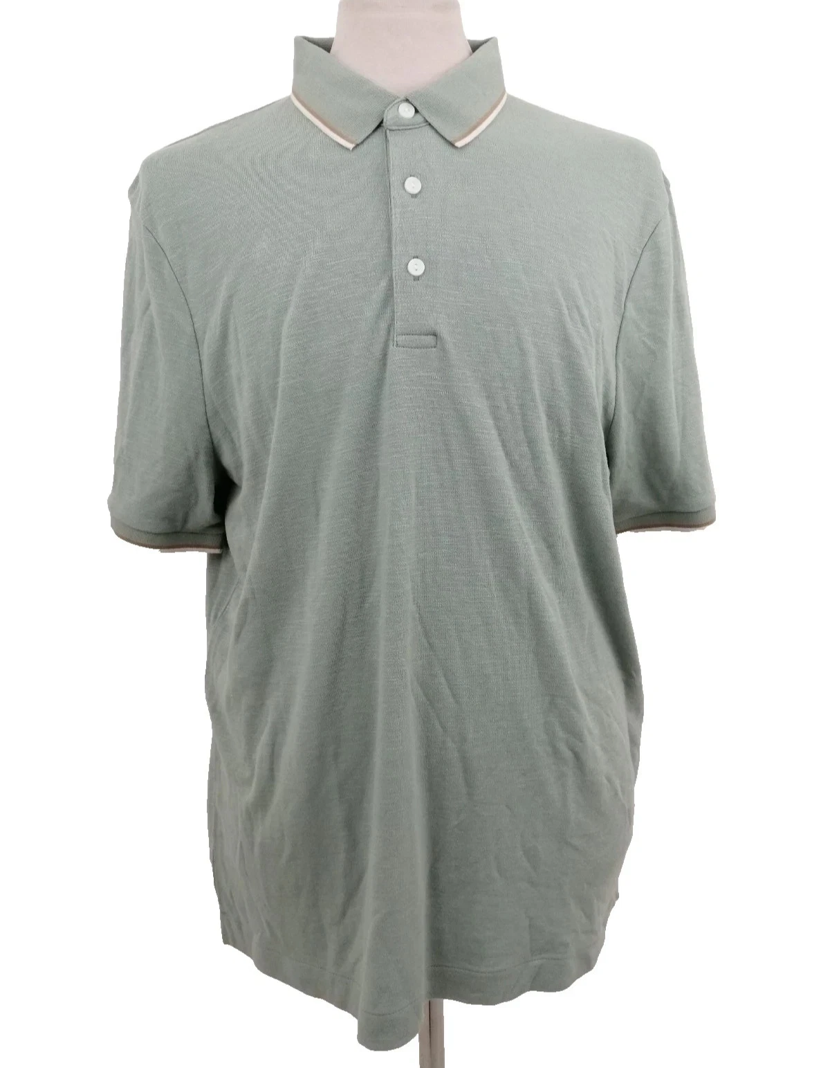 Autograph Men's Polo Shirt Light Verdigris Jersey Tipped Collar S/Sleeve New