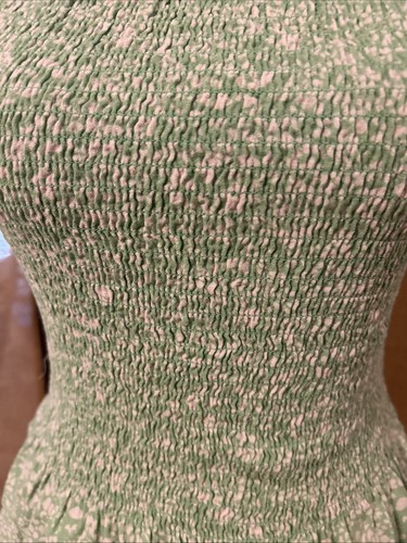 Urban Romantics Boho Peplum Flowy Short Sleeve Green & White Floral Top Size S - Picture 2 of 6