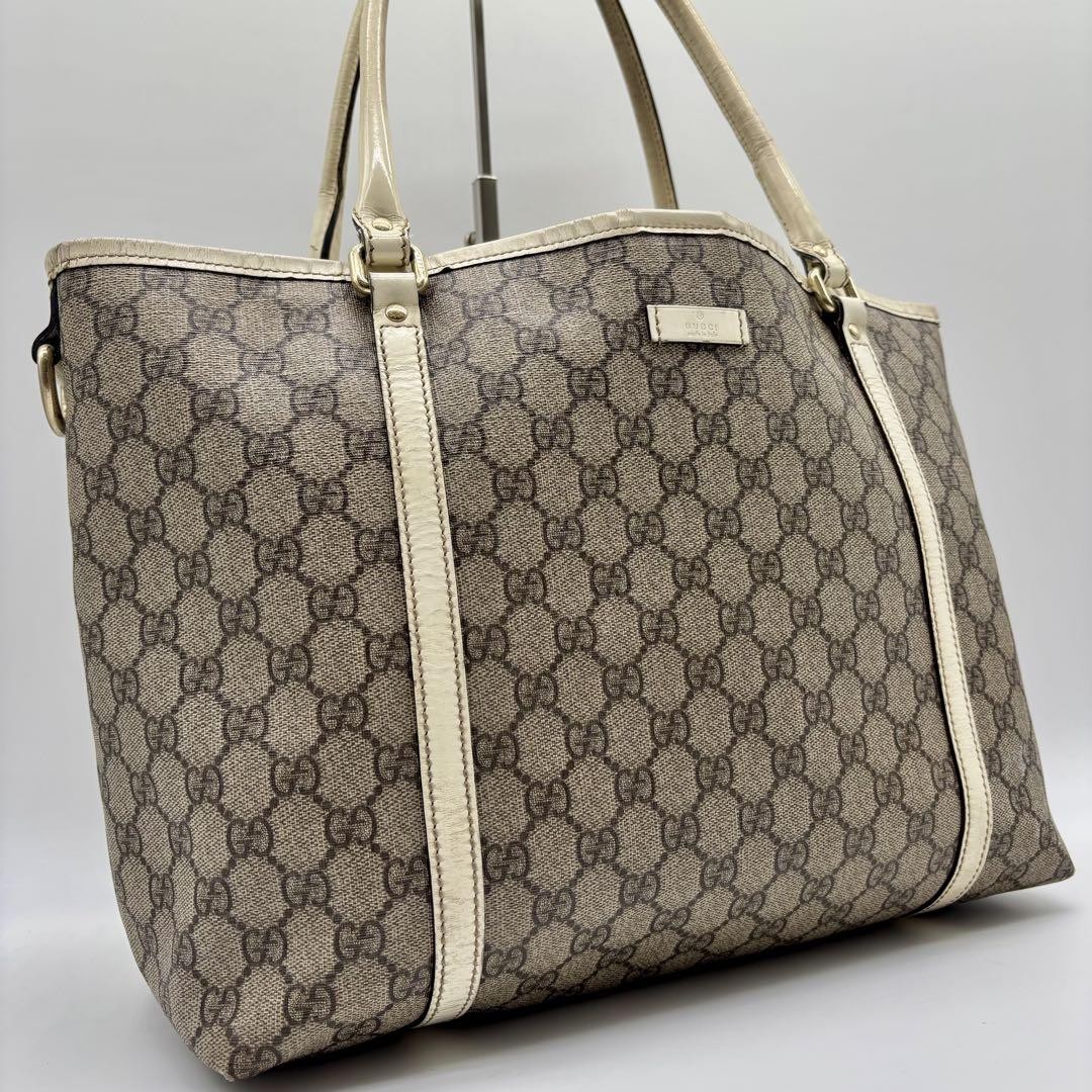 Gucci GG Supreme PVC Ivory A4 Tote Bag Unisex Shoulder Bag Pre-Owned