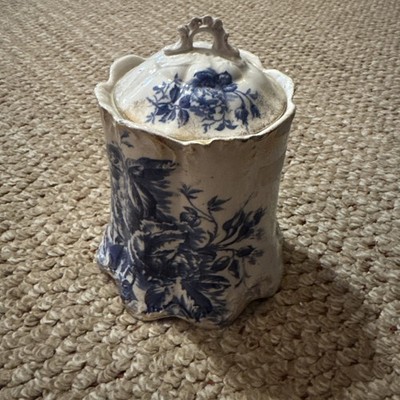 Rare DUNN BENNETT *The Rose* BLUE Biscuit Jar BURSLEM ENGLAND