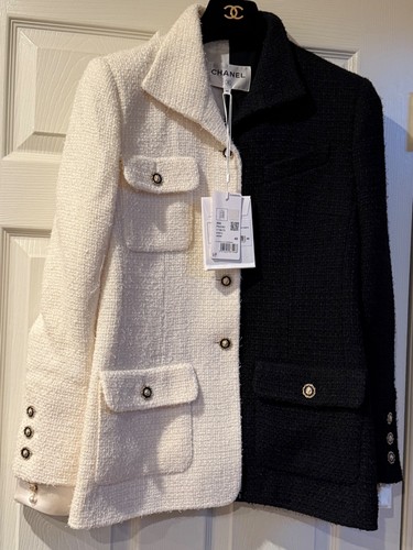 Chanel PRE-FALL 20A NEW TAGS BLACK ECRU JACKET CC BUTTONS CUFFS PEARLS FR40-38 - Picture 3 of 24