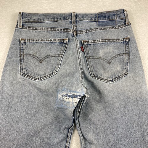 Jeans vintage Levi’s 501 uomo 31x36 blu chiaro invecchiato Boro Sashiko biker Y2K - Foto 3 di 20