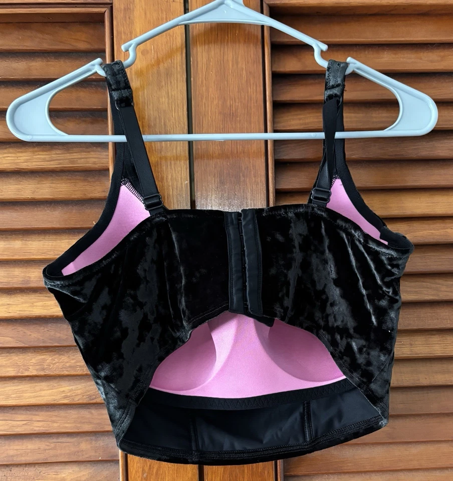 Victoria's Secret Black Velvet Velor Wireless Bustier Bra Sz L-DD - Image 3 of 3