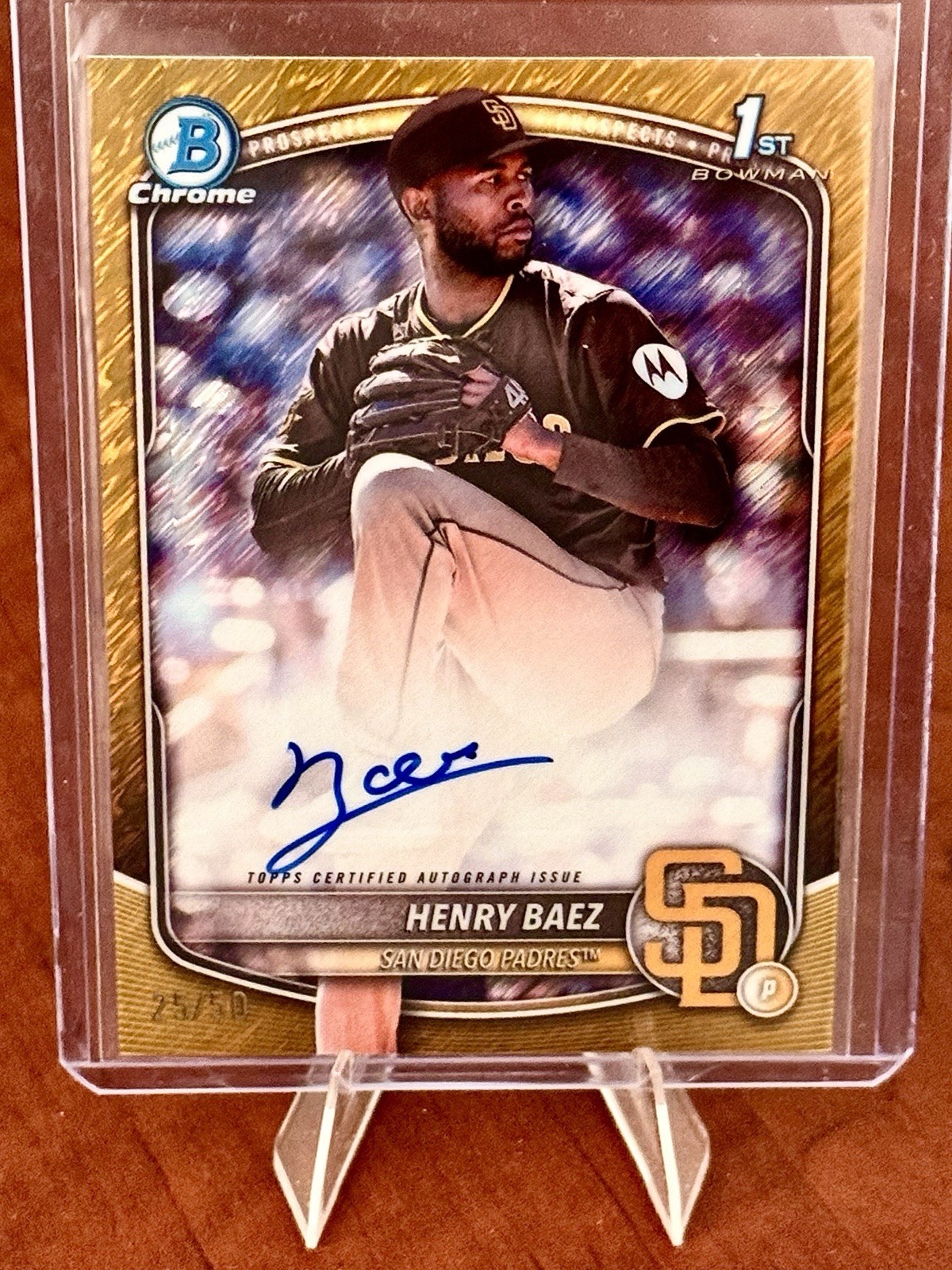 🔥 2025 Bowman Chrome Henry Baez GOLD SHIMMER Auto /50 — 1st Bowman PADRES