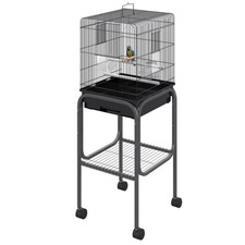 45" Indoor Bird Aviary Parrot Cage with Detachable Rolling Stand Storage Basket