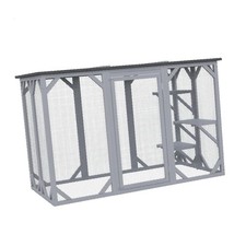 Spacious Wooden Outdoor Cat Enclosure Cage with Weather Protection  Secure Mesh