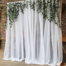 2 Panels 5x7ft White Chiffon Backdrop Curtains 10x7ft Sheer Photo Drapes Arch