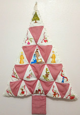 New LARGE Christmas Quilted DOUBLE-SIDED Tree Wall Hanging Handmade 40" x 29"