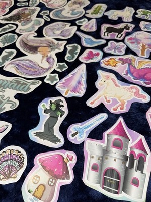 70 Girlie Princess Mermaid Stickers - Thick Quality - Small to Large Stickers 