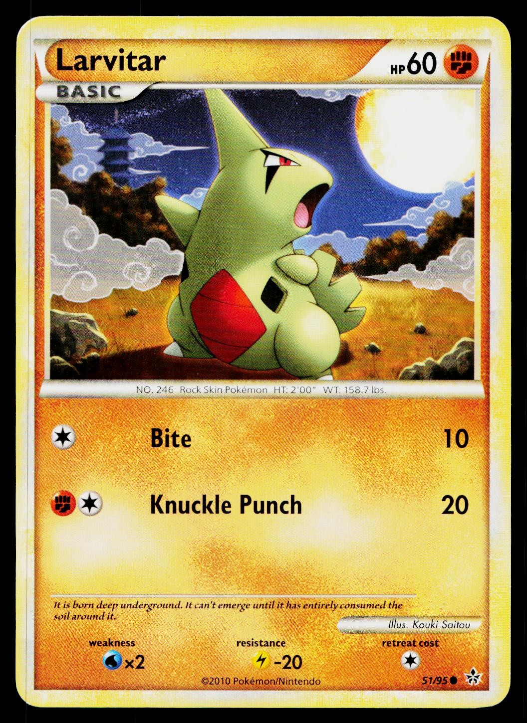 Larvitar 51/95 Common HGSS Unleashed Pokemon Lightly Played