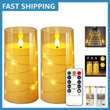 2 Pack of Dimmable 3x6 Flameless Pillar Candles   Remote-Controlled  Elegant