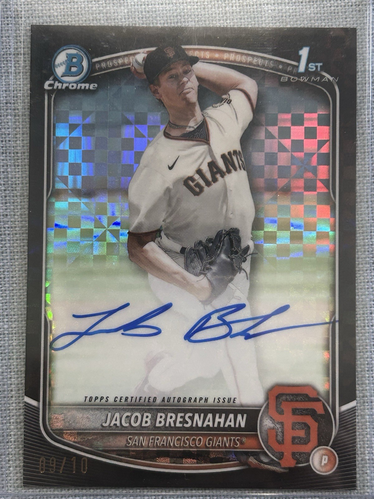 JACOB BRESNAHAN 2025 BOWMAN CHROME 1ST BLACK XFRACTOR AUTO /10 Q3967