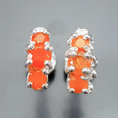 Jewelry Earrings Natural Orange Opal Earrings 925 Sterling Silver /E121234