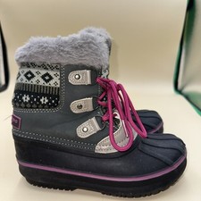 N40- London Fog Girls TOTTENHAM Size 13 M grey pink white Rain Snow BOOT