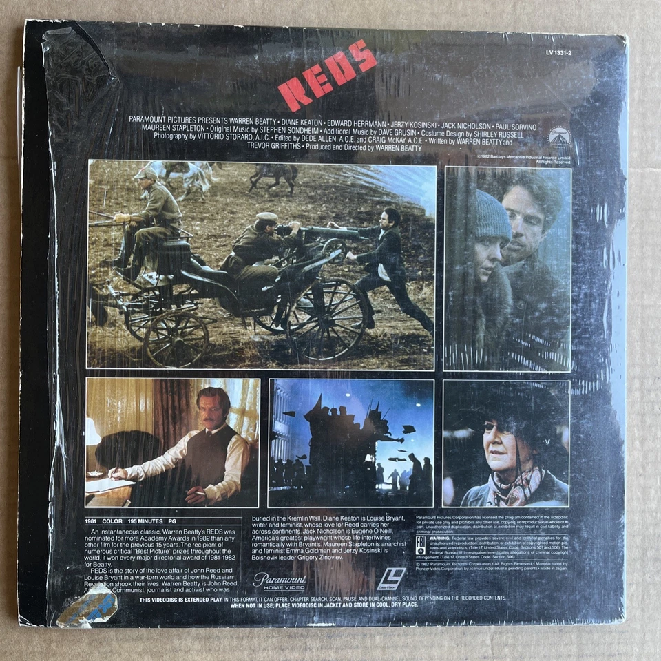 Reds Laserdisc Warren Beatty, Diane Keaton, Edward Herrmann - Image 2 of 2