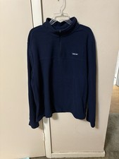Lands End OELO-TEX Navy 1/4 Zip Pullover Fleece Top Men's Sz XL Tall
