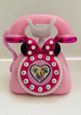Disney Junior Minnie Mouse Ring Me Rotary Phone Pink Lights & Sounds Tested Work