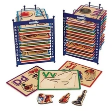 Excellerations Alphabet Puzzle Set of 26 with 2 Anti-Slide Puzzle Storage Racks
